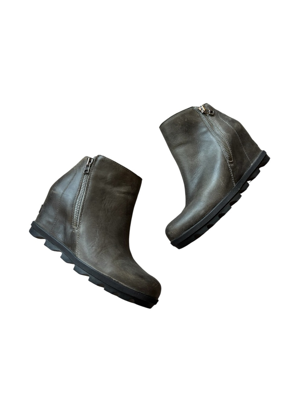 Sorel Joan of Arctic II Waterproof Leather Quarry Zip Wedge winter Booties Sz 9